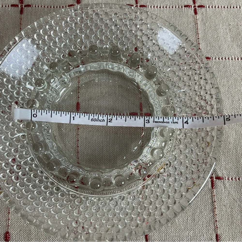 VINTAGE ANCHOR HOCKING Sure Snuff Clear Hobnail Ashtray round Large  6.25”